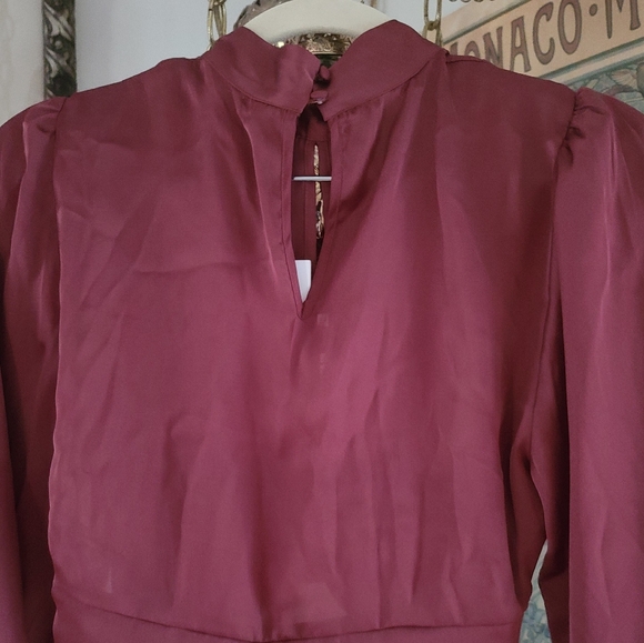 Zara Crop Top Blouse Burgundy Red - Picture 3 of 3